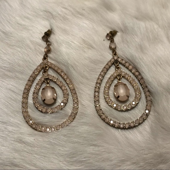 Blush Pink Date Night Earrings Crystal Sparkly - Picture 1 of 6